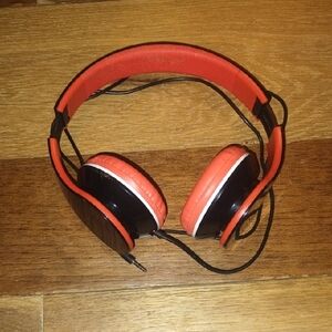 Vibrant Red and Black Kids Over-Ear Headphones